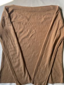Long Sleeve Brown Knit Top