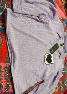 Lavender Textured Top with Heart Pocket