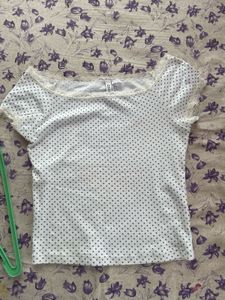 Polka Dot Lace Trim Top