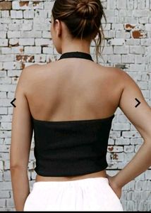 Black Halter crop top