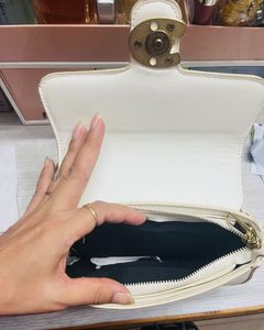 Chic White Crossbody Bag with Gold Chain