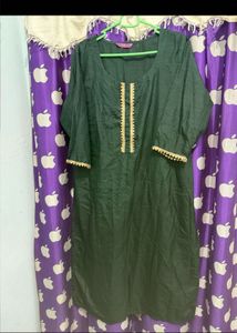 Elegant Dark Green Kurta Set with Printed Dupatta