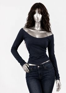 Navy Blue Long Sleeve Top