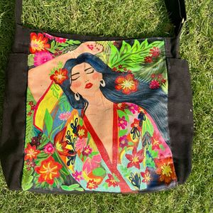 Brand new Handpainted Large spring Girl tote bag