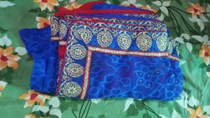 Royal Blue Embellished Saree