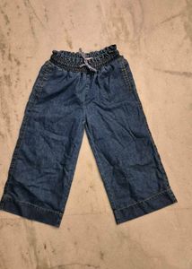 Blue Denim Wide Leg capri