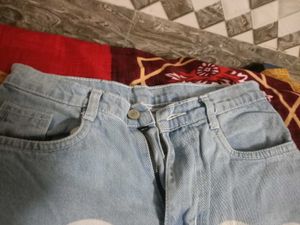 Cute Heart Print Light Wash Jeans