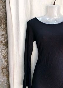 Elegant Black Long Sleeve Mini Dress