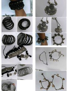 Boho Oxidised Silver Necklace & Bangle Set