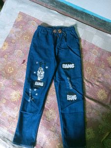 Blue Denim Jeans with 'BANG' Patches