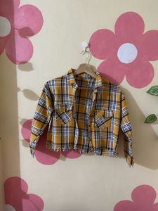 Yellow Plaid Cropped Shirt