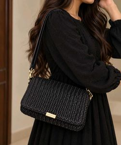 Chic Black Woven Crossbody Bag