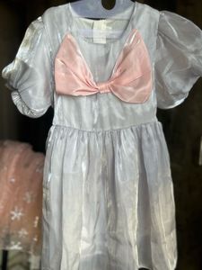 Sparkling Puff Sleeve Dress with Bow