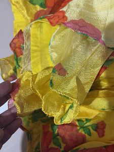 Floral Yellow silk Ethnic Skirt