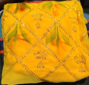 Yellow Floral Kurta dress materials