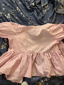 Pink Striped Peplum Top