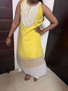 Yellow Embellished Ethnic Gown