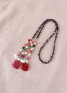 Bohemian Beaded Tie Knot Necklace