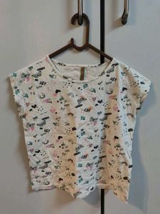 Cute Graphic Print Cropped T-Shirt