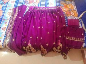 Elegant Purple Lehenga Choli Set semi stitched