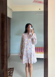 Floral Print Mini Dress with Ruffle Hem