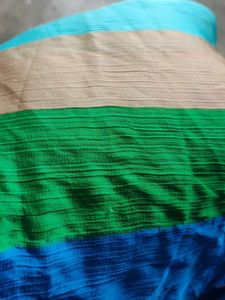 Beautiful Blue Saree with Striped Border