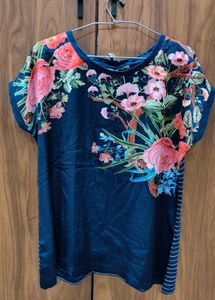 Floral Printed Navy Blue Top
