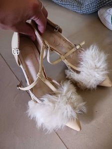Cream Fur Trimmed Heels