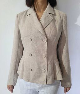 Women's Beige Double-Breasted Blazer