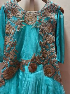 Stunning Teal Embellished Ethnic Gown