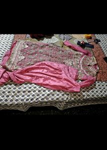 Embroidered pink party wear suit set