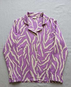 Purple Zebra Print Button-Up Shirt