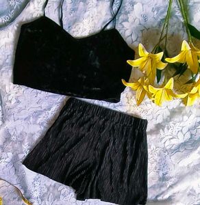 Zara Black Cami With Beautiful Shorts