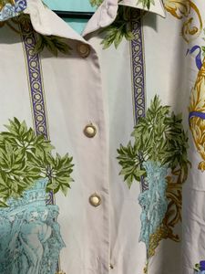 Exquisite Vintage Floral Print Button-Up Shirt