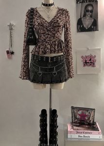 Y2K Floral Wrap Top