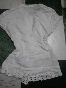 Y2k white lace anglaise top