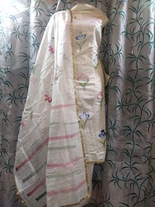 Chanderi Silk Brush Print Designer Dress Material