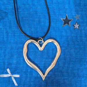 Chunky Silver Heart Pendant Necklace