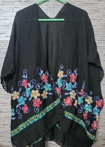 Embroidered Floral Kimono Cardigan
