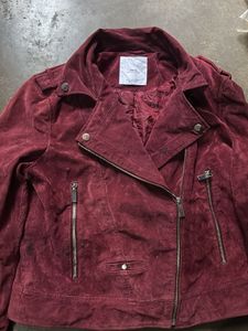 Burgundy Suede Moto Jacket