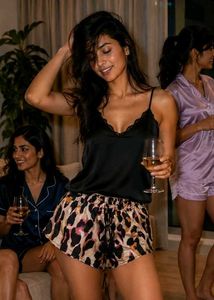 🐆✨Leopard Print Drawstring Silk Shorts