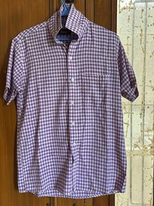 Men's Purple Gingham Short Sleeve Shirt