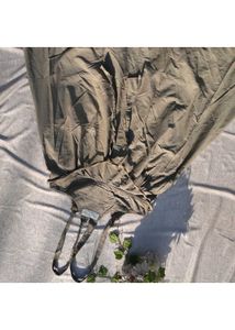 Olive Green Button Front Pinafore Dress