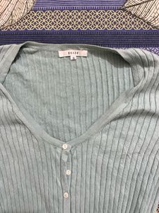 sea green ribbed top