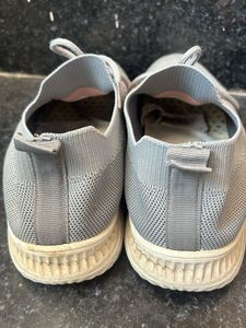 Grey &amp; Pink Knit Sneakers