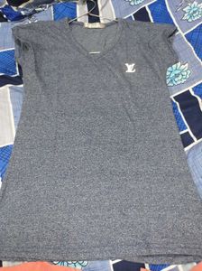 Blue V-Neck Marled T-Shirt