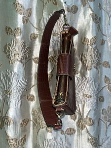 Brown Croc Embossed Clutch Bag