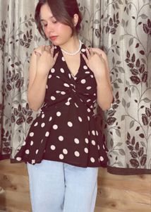 Chic Polka Dot Halter Top