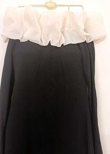 Black Off Shoulder Dress with Apricot Lace