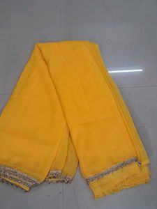 Vibrant Yellow Saree with Silver Border